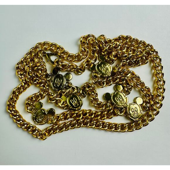 Vintage Mickey Mouse Disney Adjustable Chain Belt Glentex New York Gold Tone 42" - Picture 16 of 16